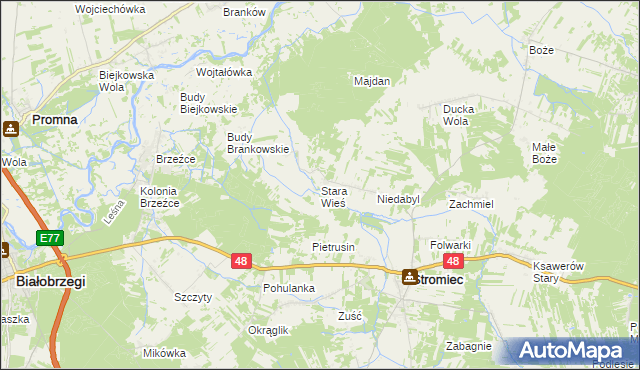 mapa Stara Wieś gmina Stromiec, Stara Wieś gmina Stromiec na mapie Targeo