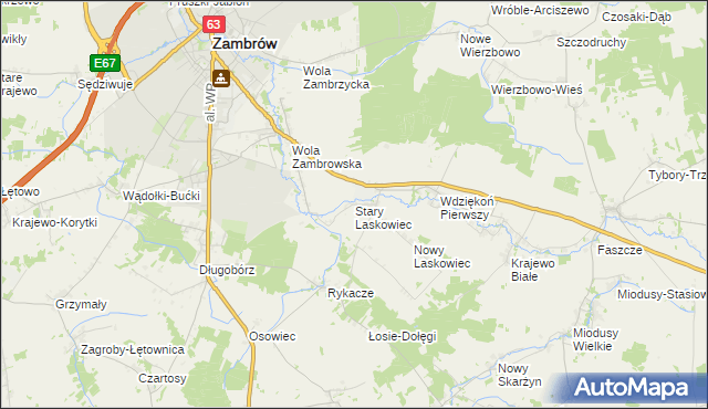 mapa Stary Laskowiec, Stary Laskowiec na mapie Targeo