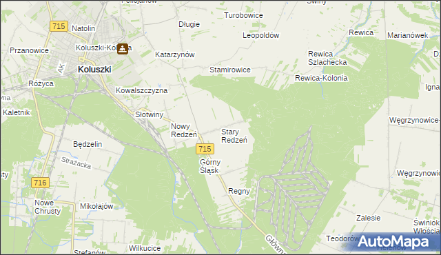 mapa Stary Redzeń, Stary Redzeń na mapie Targeo