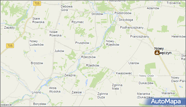 mapa Stary Rzędków, Stary Rzędków na mapie Targeo