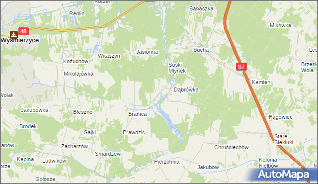 mapa Stawiszyn gmina Białobrzegi, Stawiszyn gmina Białobrzegi na mapie Targeo