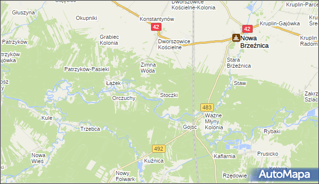 mapa Stoczki gmina Nowa Brzeźnica, Stoczki gmina Nowa Brzeźnica na mapie Targeo