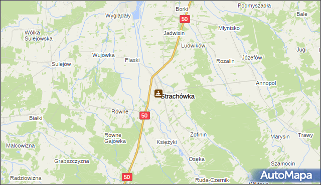 mapa Strachówka, Strachówka na mapie Targeo