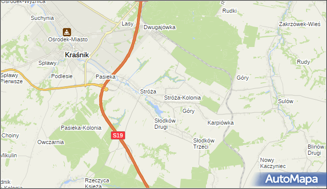 mapa Stróża-Kolonia, Stróża-Kolonia na mapie Targeo