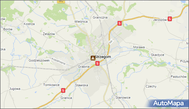 mapa Strzegom powiat świdnicki, Strzegom powiat świdnicki na mapie Targeo
