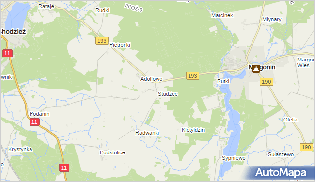 mapa Studźce, Studźce na mapie Targeo