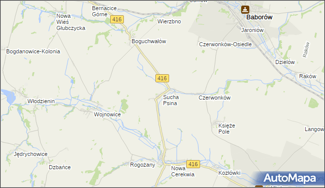 mapa Sucha Psina, Sucha Psina na mapie Targeo