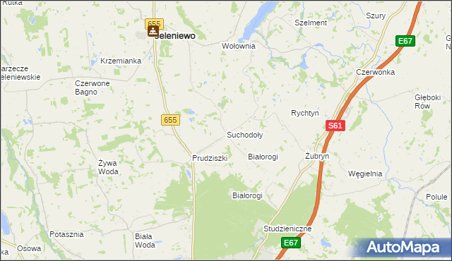mapa Suchodoły gmina Jeleniewo, Suchodoły gmina Jeleniewo na mapie Targeo