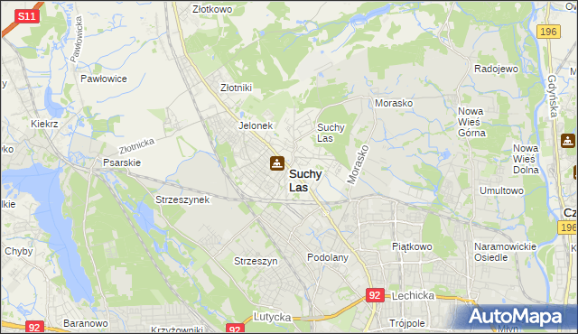 mapa Suchy Las powiat poznański, Suchy Las powiat poznański na mapie Targeo