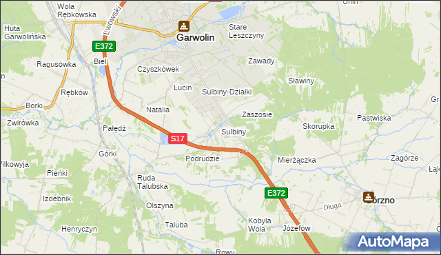 mapa Sulbiny, Sulbiny na mapie Targeo