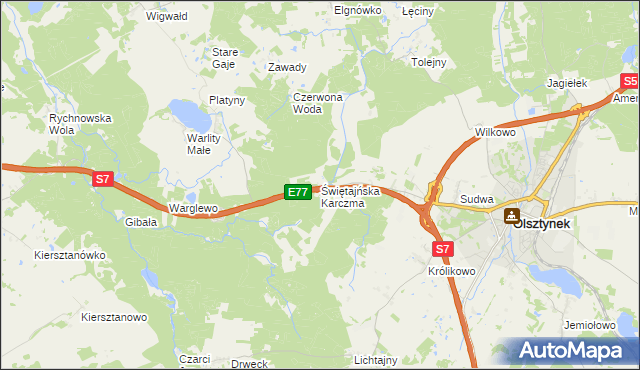 mapa Świętajńska Karczma, Świętajńska Karczma na mapie Targeo