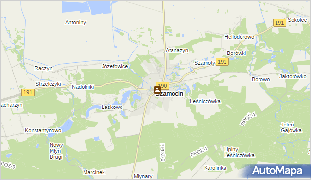 mapa Szamocin powiat chodzieski, Szamocin powiat chodzieski na mapie Targeo