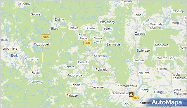 mapa Szczawa, Szczawa na mapie Targeo