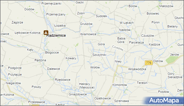 mapa Szczytniki gmina Proszowice, Szczytniki gmina Proszowice na mapie Targeo