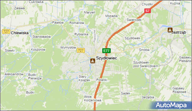 mapa Szydłowiec, Szydłowiec na mapie Targeo