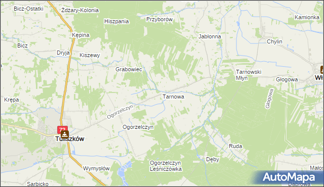 mapa Tarnowa gmina Tuliszków, Tarnowa gmina Tuliszków na mapie Targeo