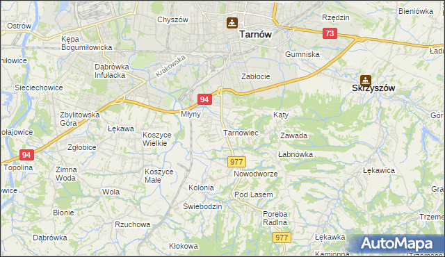 mapa Tarnowiec gmina Tarnów, Tarnowiec gmina Tarnów na mapie Targeo