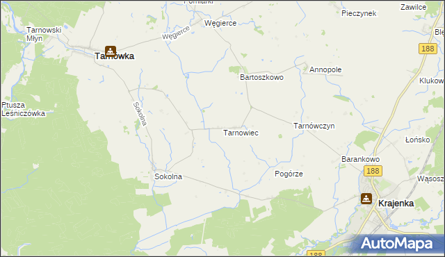 mapa Tarnowiec gmina Tarnówka, Tarnowiec gmina Tarnówka na mapie Targeo