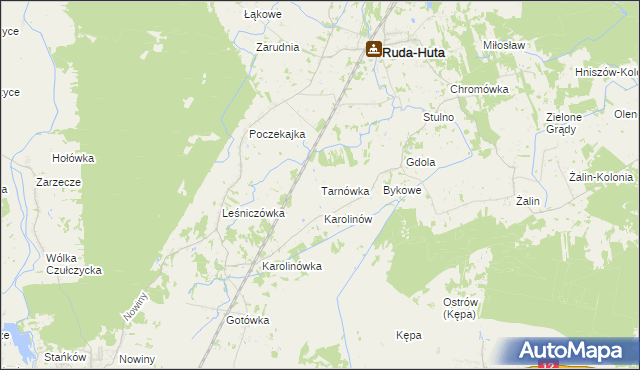 mapa Tarnówka gmina Ruda-Huta, Tarnówka gmina Ruda-Huta na mapie Targeo