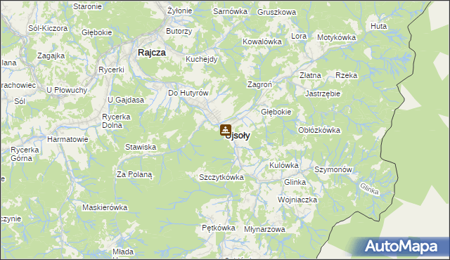 mapa Ujsoły, Ujsoły na mapie Targeo