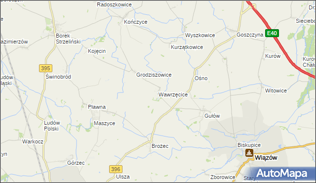 mapa Wawrzęcice, Wawrzęcice na mapie Targeo