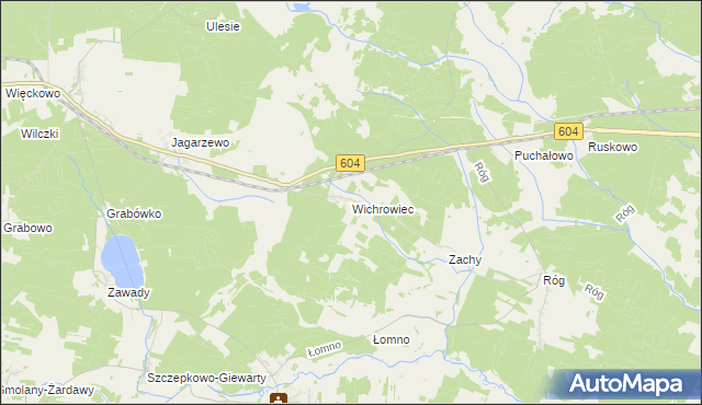 mapa Wichrowiec gmina Janowo, Wichrowiec gmina Janowo na mapie Targeo