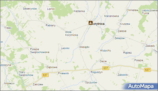 mapa Wielądki, Wielądki na mapie Targeo