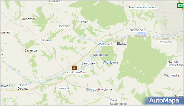 mapa Wielkopole gmina Gorzków, Wielkopole gmina Gorzków na mapie Targeo