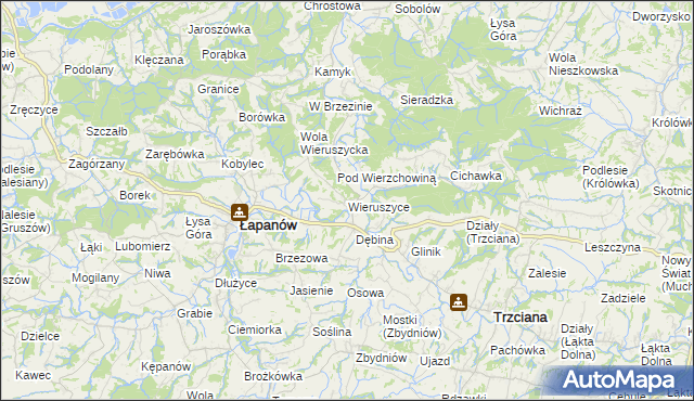 mapa Wieruszyce, Wieruszyce na mapie Targeo