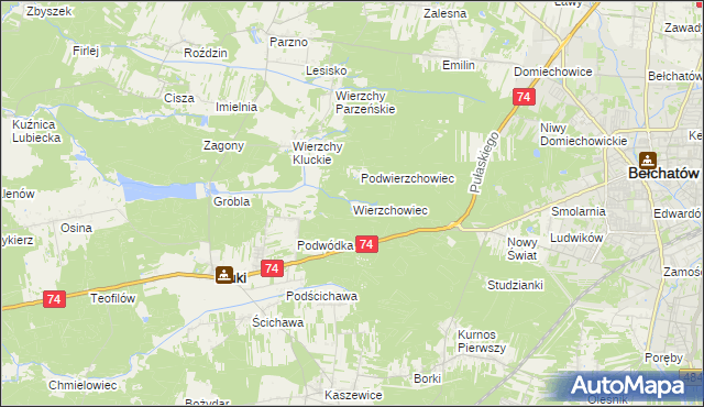 mapa Wierzchowiec, Wierzchowiec na mapie Targeo