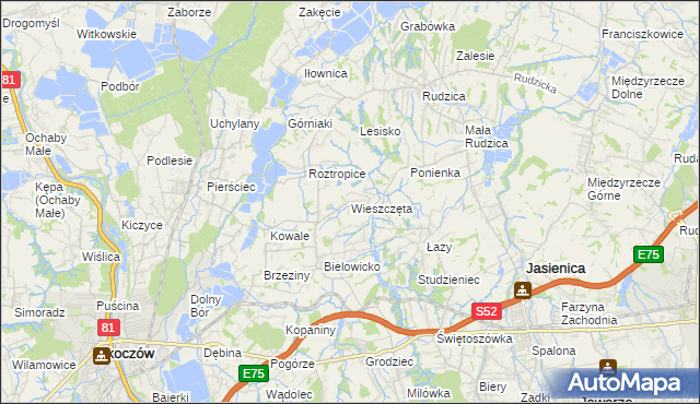 mapa Wieszczęta, Wieszczęta na mapie Targeo