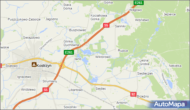 mapa Wiktorowo gmina Kostrzyn, Wiktorowo gmina Kostrzyn na mapie Targeo