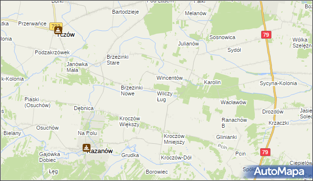 mapa Wilczy Ług, Wilczy Ług na mapie Targeo