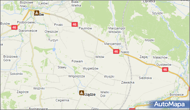 mapa Witów gmina Irządze, Witów gmina Irządze na mapie Targeo