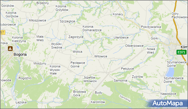 mapa Witowice gmina Bogoria, Witowice gmina Bogoria na mapie Targeo