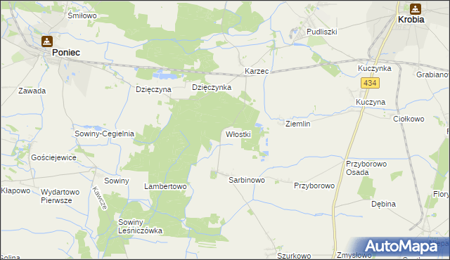 mapa Włostki, Włostki na mapie Targeo