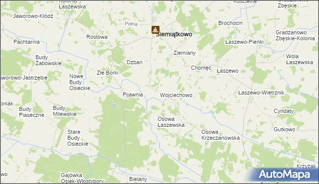 mapa Wojciechowo gmina Siemiątkowo, Wojciechowo gmina Siemiątkowo na mapie Targeo