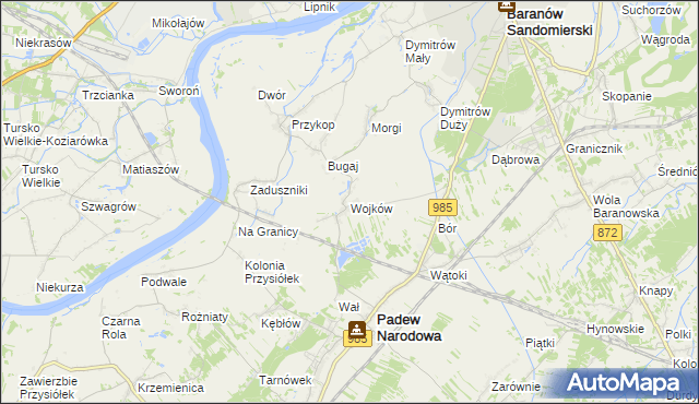 mapa Wojków gmina Padew Narodowa, Wojków gmina Padew Narodowa na mapie Targeo