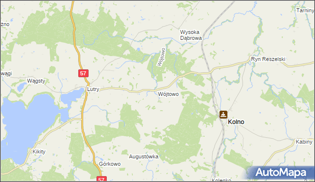 mapa Wójtowo gmina Kolno, Wójtowo gmina Kolno na mapie Targeo