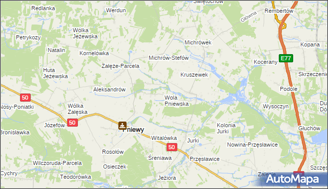 mapa Wola Pniewska, Wola Pniewska na mapie Targeo
