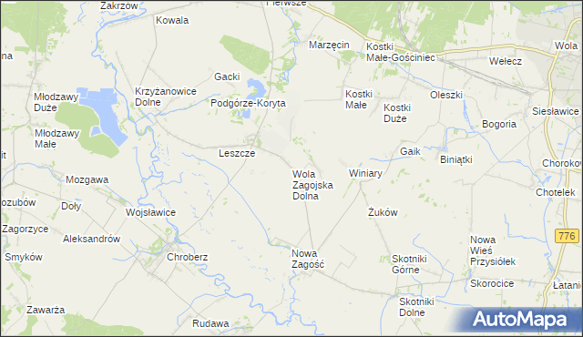 mapa Wola Zagojska Dolna, Wola Zagojska Dolna na mapie Targeo