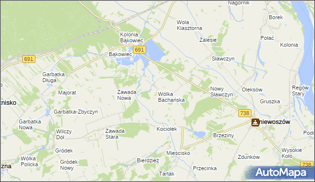 mapa Wólka Bachańska, Wólka Bachańska na mapie Targeo