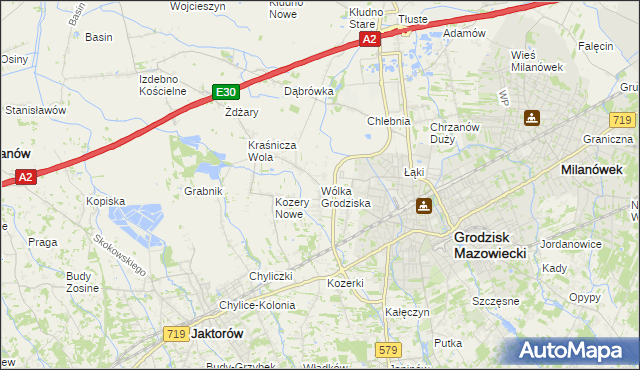 mapa Wólka Grodziska gmina Grodzisk Mazowiecki, Wólka Grodziska gmina Grodzisk Mazowiecki na mapie Targeo