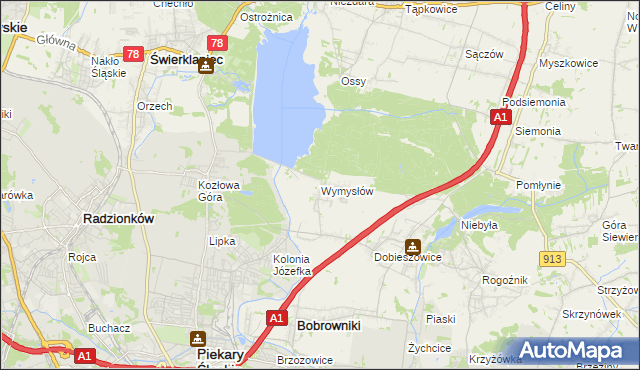 mapa Wymysłów gmina Bobrowniki, Wymysłów gmina Bobrowniki na mapie Targeo