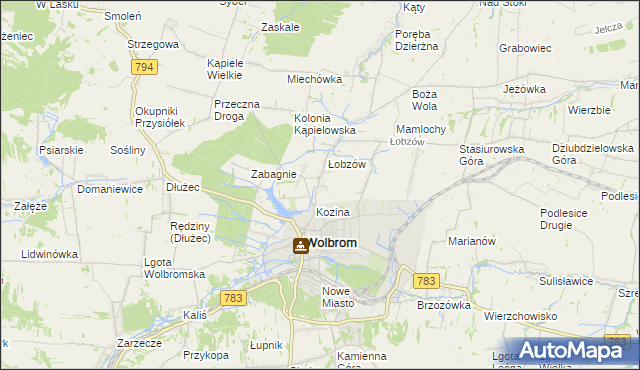 mapa Wymysłów gmina Wolbrom, Wymysłów gmina Wolbrom na mapie Targeo