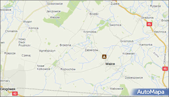 mapa Zabierzów gmina Walce, Zabierzów gmina Walce na mapie Targeo