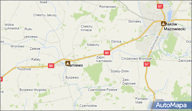 mapa Żabin Karniewski, Żabin Karniewski na mapie Targeo