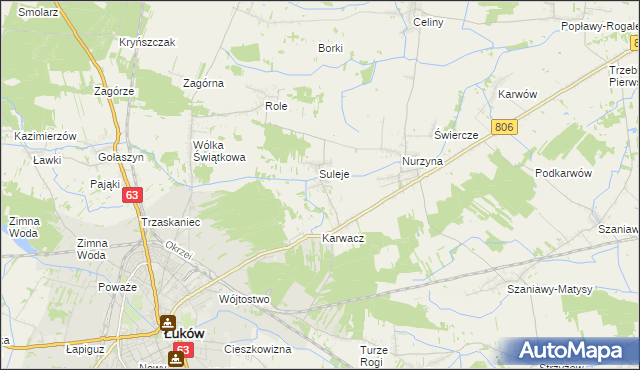 mapa Zabrodzie gmina Łuków, Zabrodzie gmina Łuków na mapie Targeo