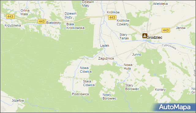 mapa Zaguźnica, Zaguźnica na mapie Targeo