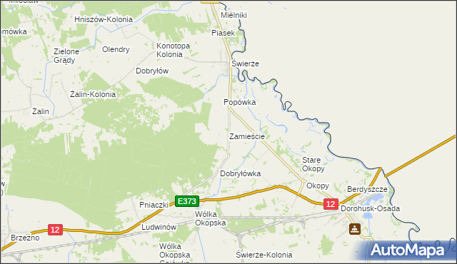 mapa Zamieście gmina Dorohusk, Zamieście gmina Dorohusk na mapie Targeo